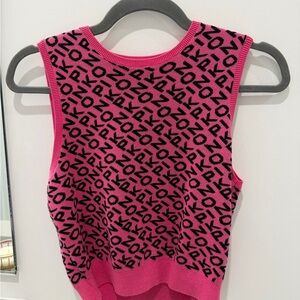 Pinko Vibrant Pink and Black Patterned Tank Top
